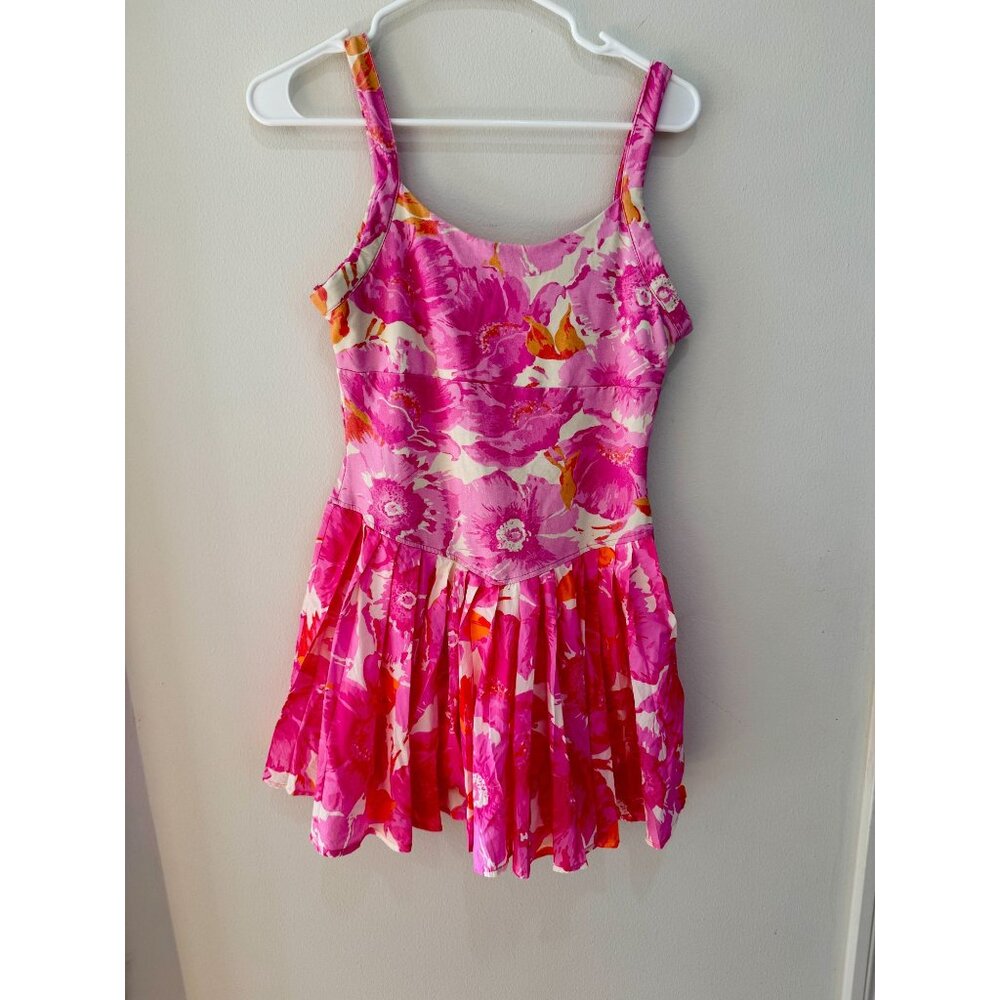 Pink Floral Dress With Attached Shorts Peach Love California M